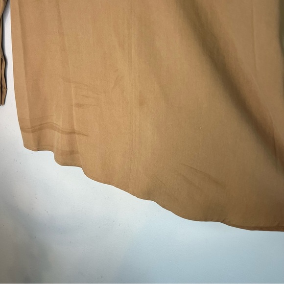 NWT J Jill 100% Silk V Neck Pullover Blouse Tan Sz L Preppy Office Career - Picture 8 of 11